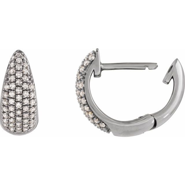 Diamond huggy hoop earrings in 14K rose gold, front view white gold variant--14K-white-gold