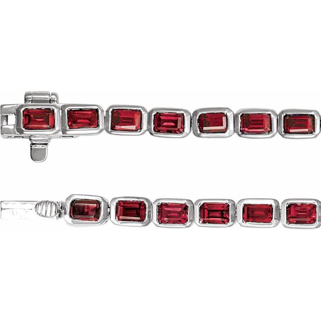 14K White Lab-Grown Ruby Line 7" Bracelet white gold variant--14K-white-gold