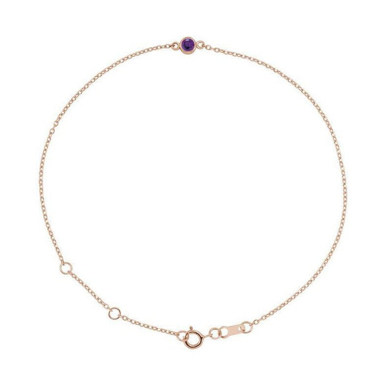 14K rose gold Amethyst bracelet, 14K rose gold Amethyst birthstone bracelet, 14K rose gold Amethyst gemstone bracelet