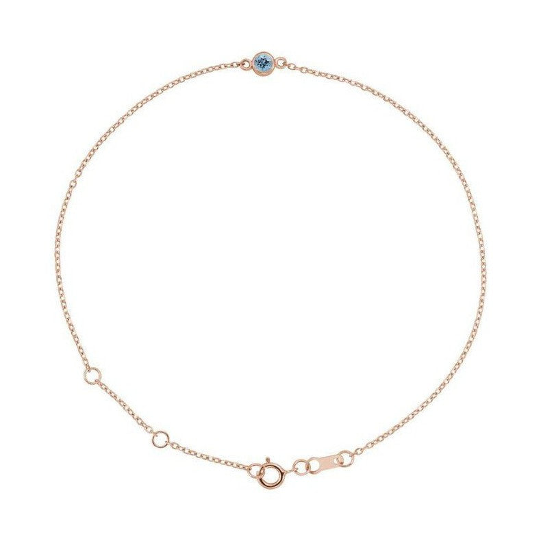 14K rose gold Aquamarine bracelet, 14K rose gold Aquamarine birthstone bracelet, 14K rose gold Aquamarine gemstone bracelet