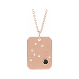14K rose gold Aquarius constellation necklace with diamonds and birthstone on gold chain(Jan-20---Feb-18) variant--Aquarius variant--14K-rose-gold