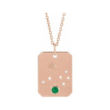 14K rose gold Aries constellation necklace with diamonds and birthstone on gold chain(Mar-21---Apr-19) variant--Aries variant--14K-rose-gold