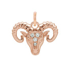 Aries zodiac charm in 14K rose gold with .01ct diamond