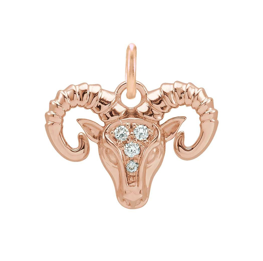 Celestial Aries pendant charm crafted in gold with natural diamond accents variant--14K-rose-gold