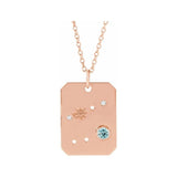 14K rose gold Cancer constellation necklace with diamonds and birthstone on gold chain(Jun-21---Jul-22) variant--Cancer variant--14K-rose-gold
