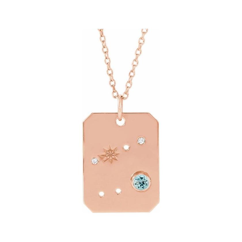 Handcrafted 14K rose gold necklace with zodiac constellation of Cancer, dainty and celestial.