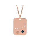 14K rose gold Capricorn constellation necklace with diamonds and birthstone on gold chain