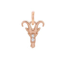 Capricorn zodiac charm in 14K rose gold with .01ct diamond