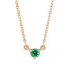 14K rose gold-Emerald-Solitaire-Necklace-Lovely-Birthstone-Necklace