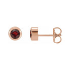 Garnet 14K rose gold birthstone earrings in bezel setting, perfect birthday gift