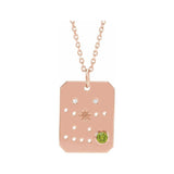 14K rose gold Gemini constellation necklace with diamonds and birthstone on gold chain(May-21---Jun-20) variant--Gemini variant--14K-rose-gold