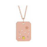 14K rose gold Leo constellation necklace with diamonds and birthstone on gold chain(Jul-23---Aug-22) variant--Leo variant--14K-rose-gold