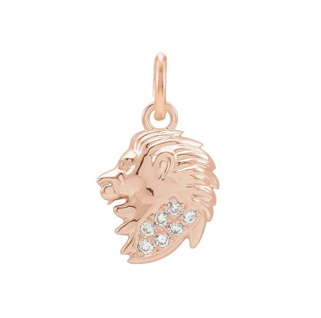 Leo zodiac charm in 14K gold with pavé diamond detailing