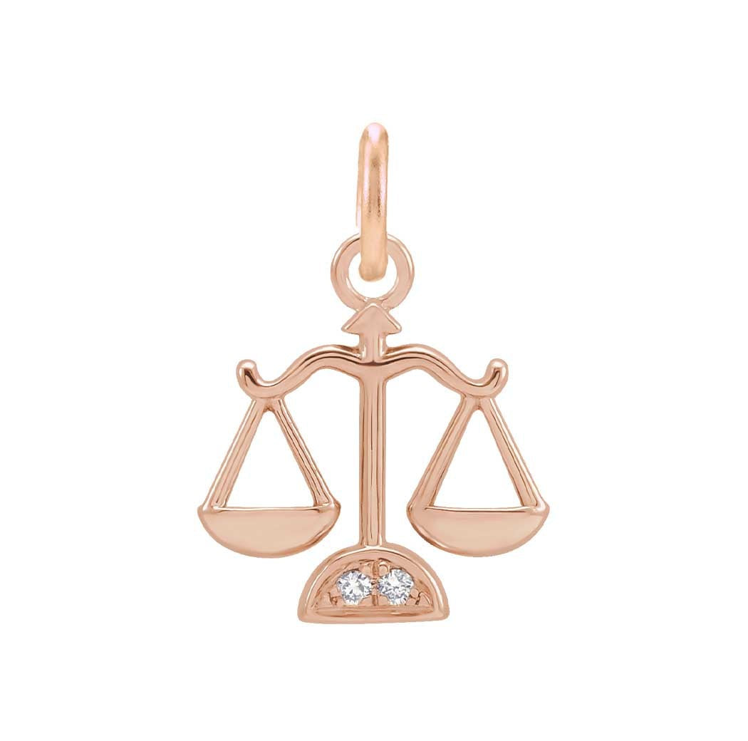 Libra zodiac charm in 14K rose gold with .01ct diamond