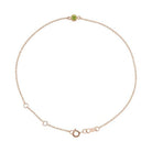 14K rose gold Peridot bracelet featuring a bezel-set birthstone creating the most adorable birthstone bracelet