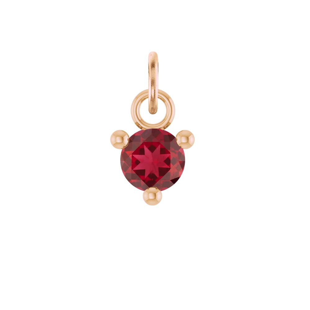 Tiny 14K rose gold Ruby birthstone charm handmade in the USA