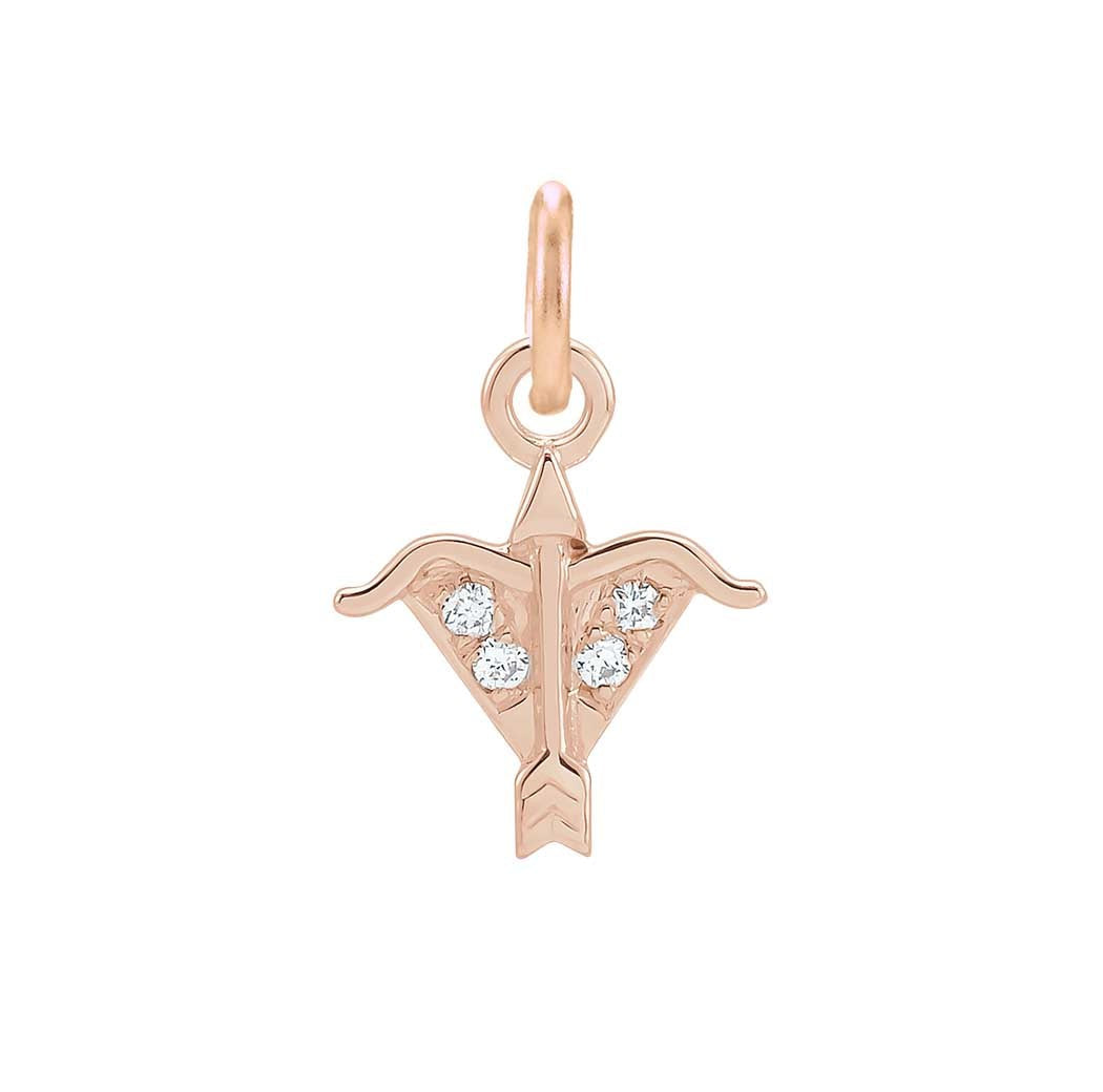 Sagittarius zodiac charm in 14K rose gold with .01ct diamond(Nov-22---Dec 21) variant--Sagittarius variant--14K-rose-gold