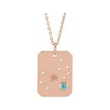 14K rose gold Scorpio constellation necklace with diamonds and birthstone on gold chain(Oct-23---Nov-21) variant--Scorpio variant--14K-rose-gold