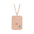 14K rose gold Scorpio constellation necklace with diamonds and birthstone on gold chain