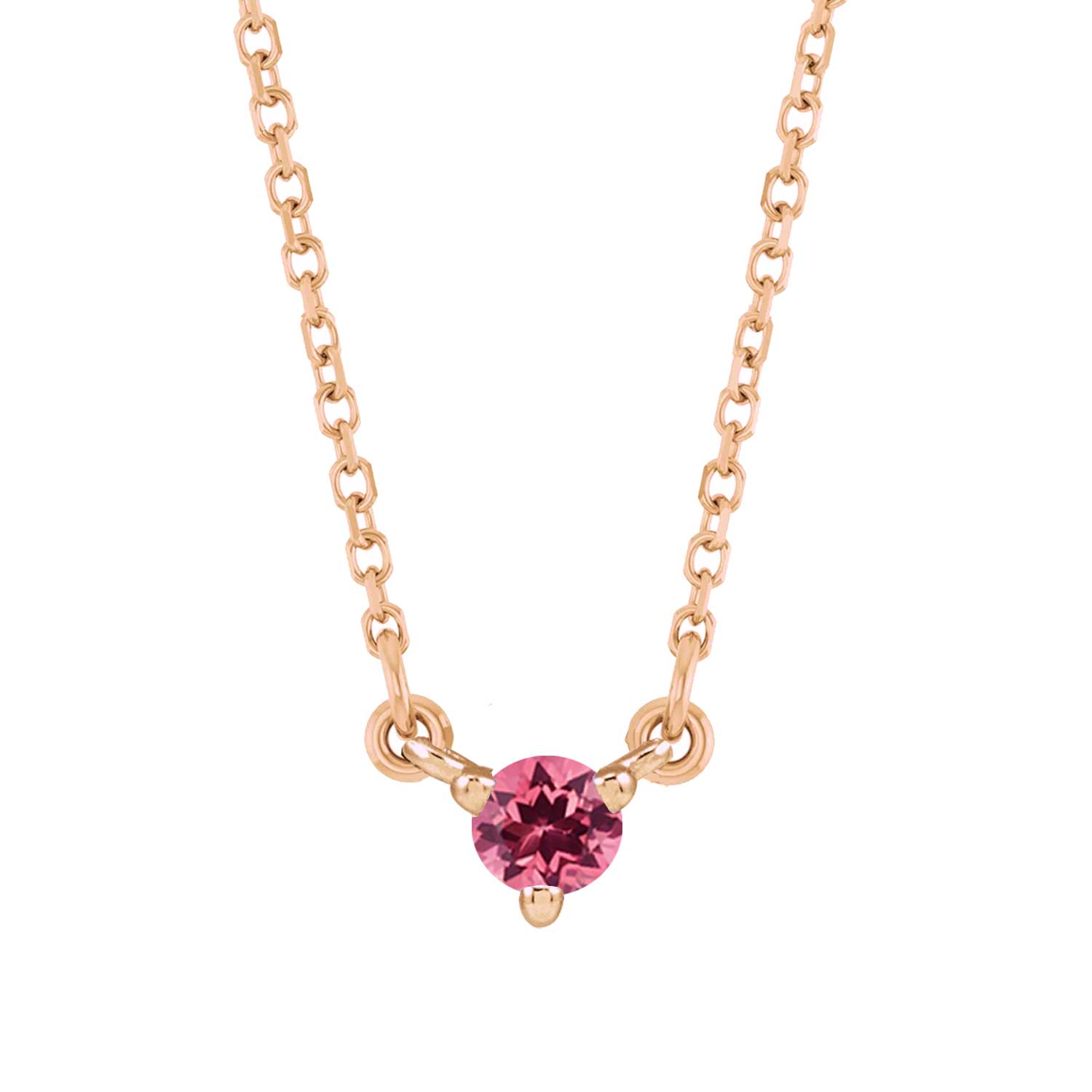 14K rose gold-Tourmaline-Solitaire-Necklace-Lovely-Birthstone-Necklace