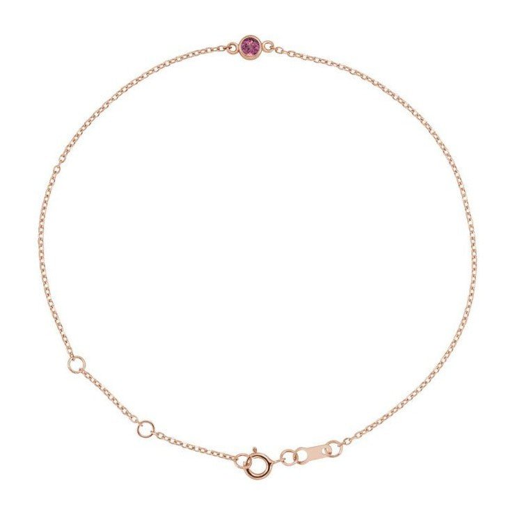 14K rose gold Tourmaline bracelet, 14K rose gold Tourmaline birthstone bracelet, 14K rose gold Tourmaline gemstone bracelet