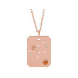 14K rose gold Virgo constellation necklace with diamonds and birthstone on gold chain(Aug-23---Sep-22) variant--Virgo variant--14K-rose-gold