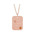 14K rose gold necklace with dotted star pattern forming the Virgo constellation design. variant--14K-rose-gold