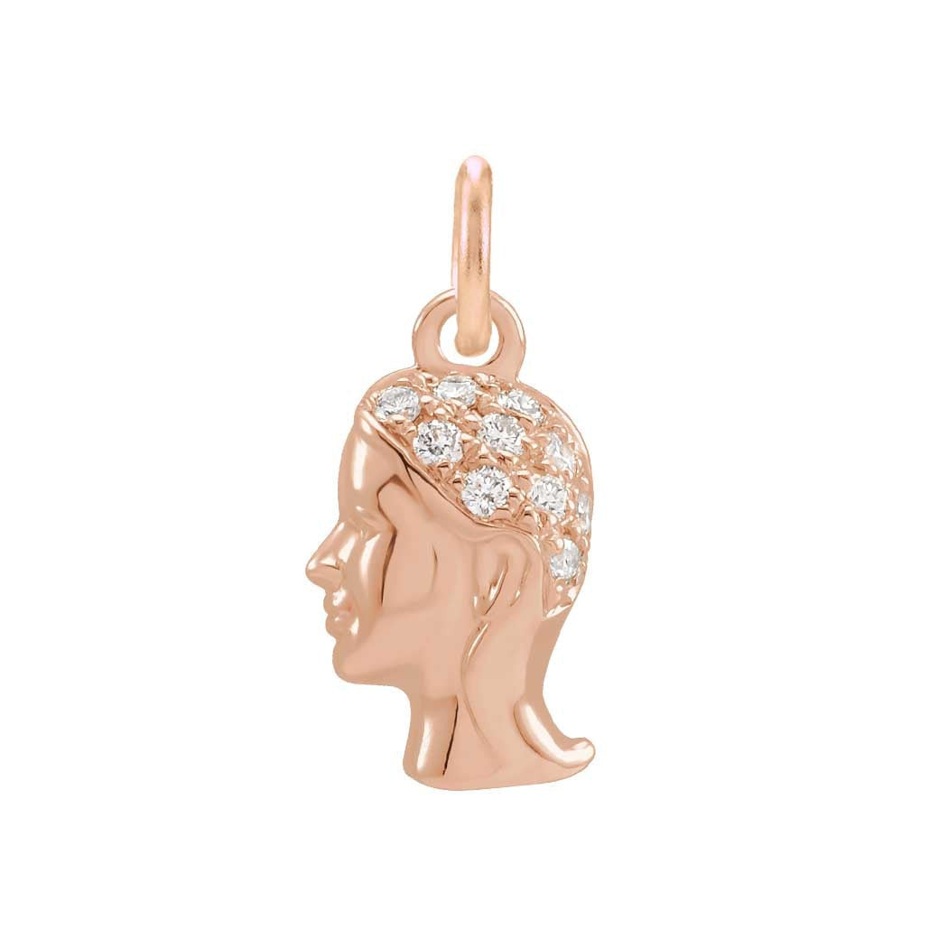 Virgo zodiac charm in 14K rose gold with .01ct diamond