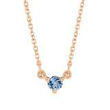 14K rose gold birthstone necklace featuring a petite aquamarine charm on fine chain. variant--14K-rose-gold