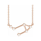 Minimalist Libra necklace featuring pave diamond constellation in solid gold