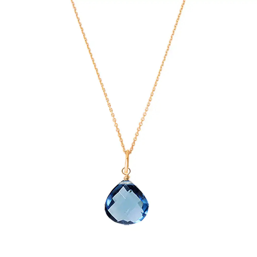 Elegant London blue topaz gemstone necklace in 14K rose gold