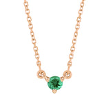 Tiny emerald necklace in 14K rose gold, delicate and dainty for everyday wear. variant--14K-rose-gold