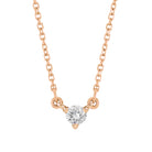 Tiny diamond necklace in 14K rose gold, delicate and dainty for everyday wear.
