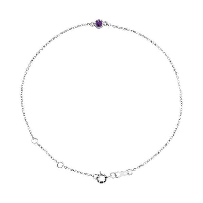 14K white gold Amethyst bracelet, 14K white gold Amethyst birthstone bracelet, 14K white gold Amethyst gemstone bracelet