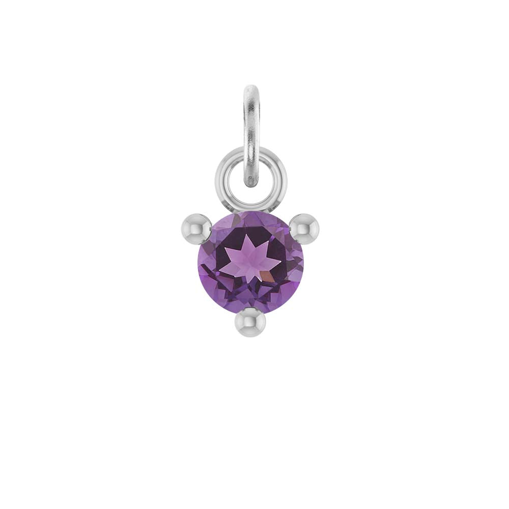 Tiny 14K white gold Amethyst birthstone charm handmade in the USA variant--Amethyst variant--14K-white-gold