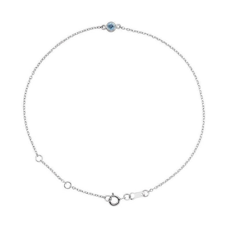 14K white gold Aquamarine bracelet, 14K white gold Aquamarine birthstone bracelet, 14K white gold Aquamarine gemstone bracelet