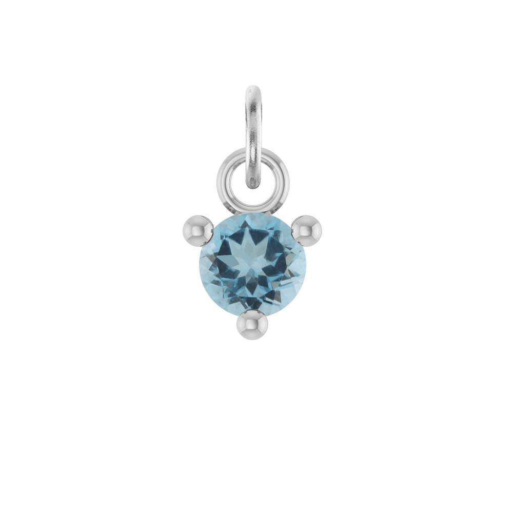 Tiny 14K white gold Aquamarine birthstone charm handmade in the USA variant--Aquamarine variant--14K-white-gold