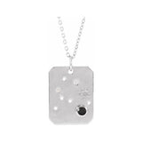 14K white gold Aquarius constellation necklace with diamonds and birthstone on gold chain(Jan-20---Feb-18) variant--Aquarius variant--14K-white-gold