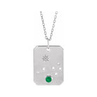 14K white gold Aries constellation necklace with diamonds and birthstone on gold chain