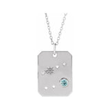 14K white gold Cancer constellation necklace with diamonds and birthstone on gold chain(Jun-21---Jul-22) variant--Cancer variant--14K-white-gold