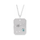 14K white gold Cancer constellation necklace with diamonds and birthstone on gold chain