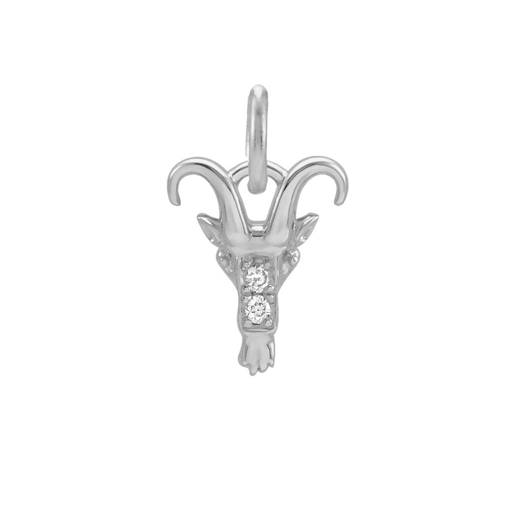 Capricorn zodiac charm in 14K white gold with .01ct diamond(Dec-22---Jan-19) variant--Capricorn variant--14K-white-gold