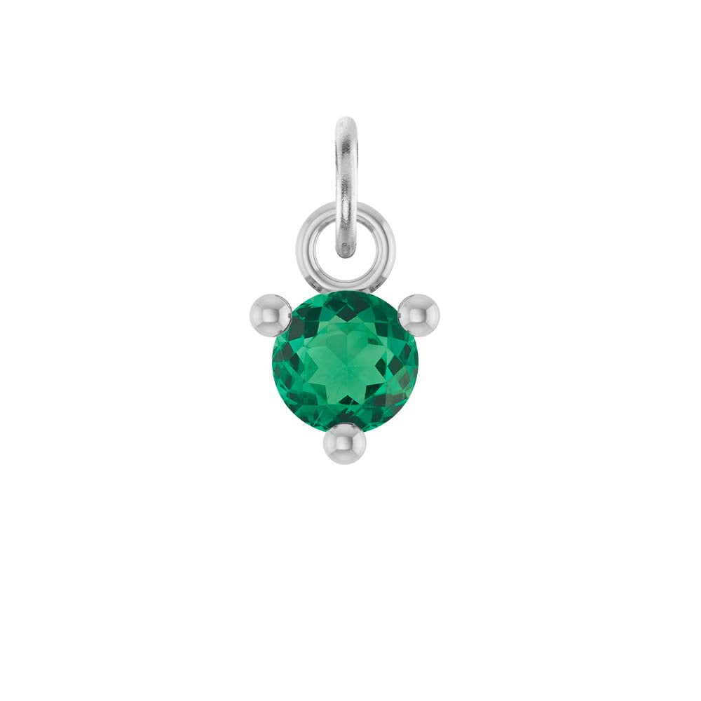 Tiny 14K white gold Emerald birthstone charm handmade in the USA variant--Emerald variant--14K-white-gold