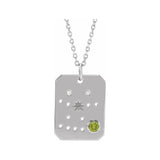 14K white gold Gemini constellation necklace with diamonds and birthstone on gold chain(May-21---Jun-20) variant--Gemini variant--14K-white-gold