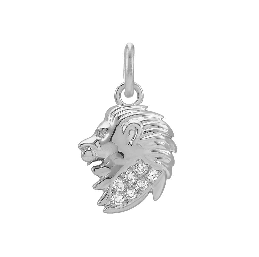 Delicate Leo astrology charm featuring tiny diamonds and gold 