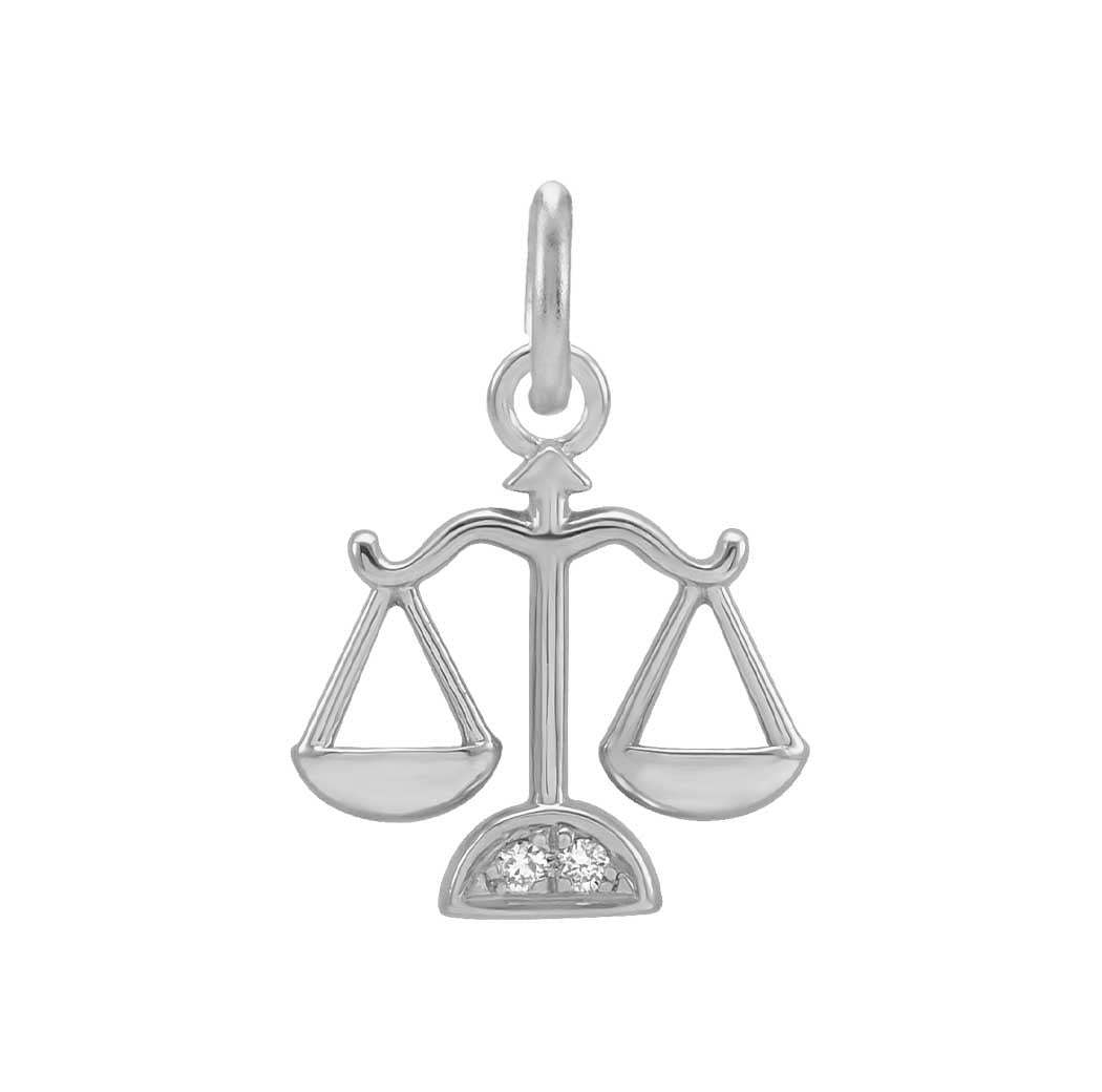 Libra zodiac charm in 14K white gold with .01ct diamond(Sep-23---Oct-22) variant--Libra variant--14K-white-gold