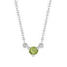 Tiny peridot necklace in 14K white gold, delicate and dainty for everyday wear.