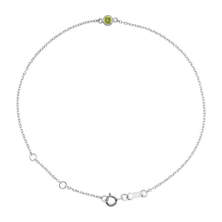 14K white gold Peridot bracelet, 14K white gold Peridot birthstone bracelet, 14K white gold Peridot gemstone bracelet