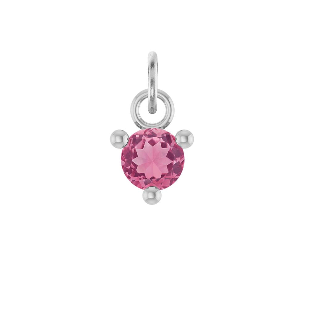 Tiny 14K white gold Pink Topaz birthstone charm handmade in the USA variant--Pink-Topaz variant--14K-white-gold
