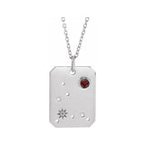 14K white gold Pisces constellation necklace with diamonds and birthstone on gold chain (Feb 19 - Mar 20) variant--Pisces variant--14K-white-gold